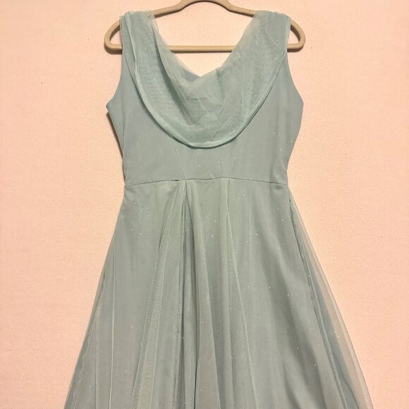 Miss Candyfloss Womens Medium 50s Cinderella Pin Up Swing Dress Blue Glitter - Picture 13 of 15
